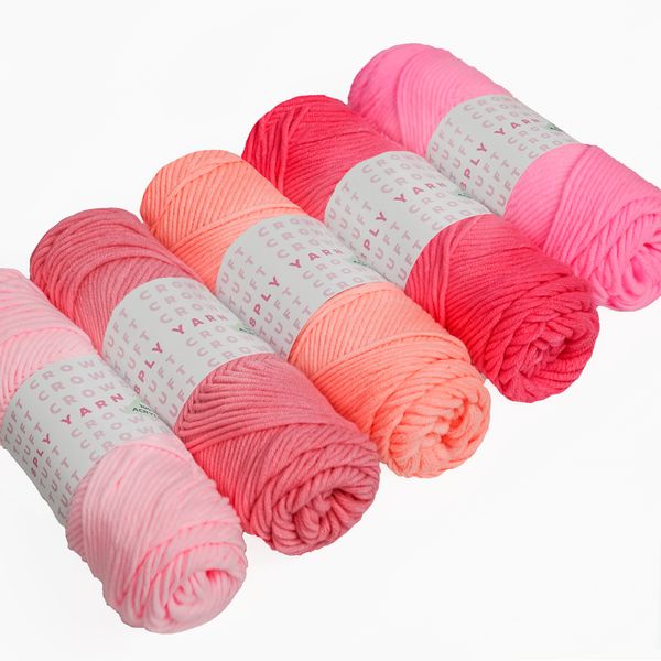 TUFT CROWD - Pink Yarn, 8-ply Tufting Yarn ( 5 x 100g ) , Knitting Yarn