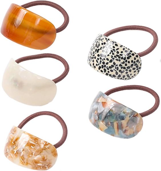 Oval Acrylic Hair Band Set 5PCS, Hair Accessories for Ladies &amp; Girls