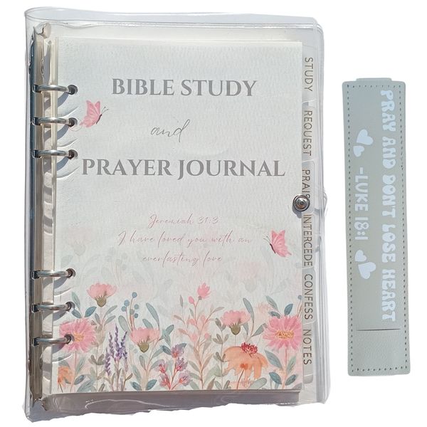 Christian Prayer Binder With Bible Study Journal &amp; Pen Holder- Floral Theme