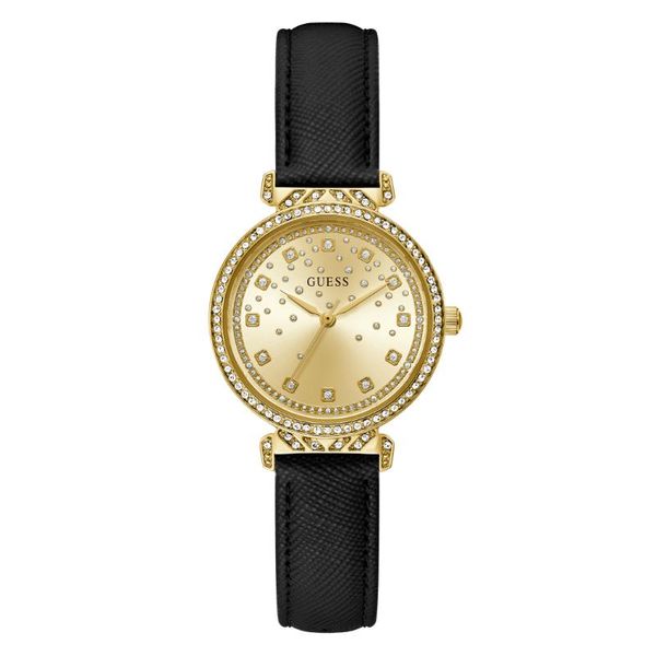Guess Women's Black Leather Strap Watch - GW0764L2