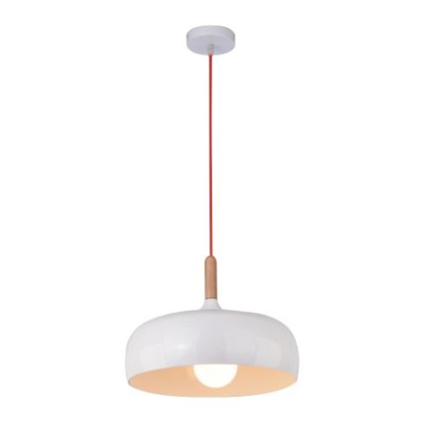 ACDC Pendant Lighting – Scandinavian Range – Wood and White Bowl Shape