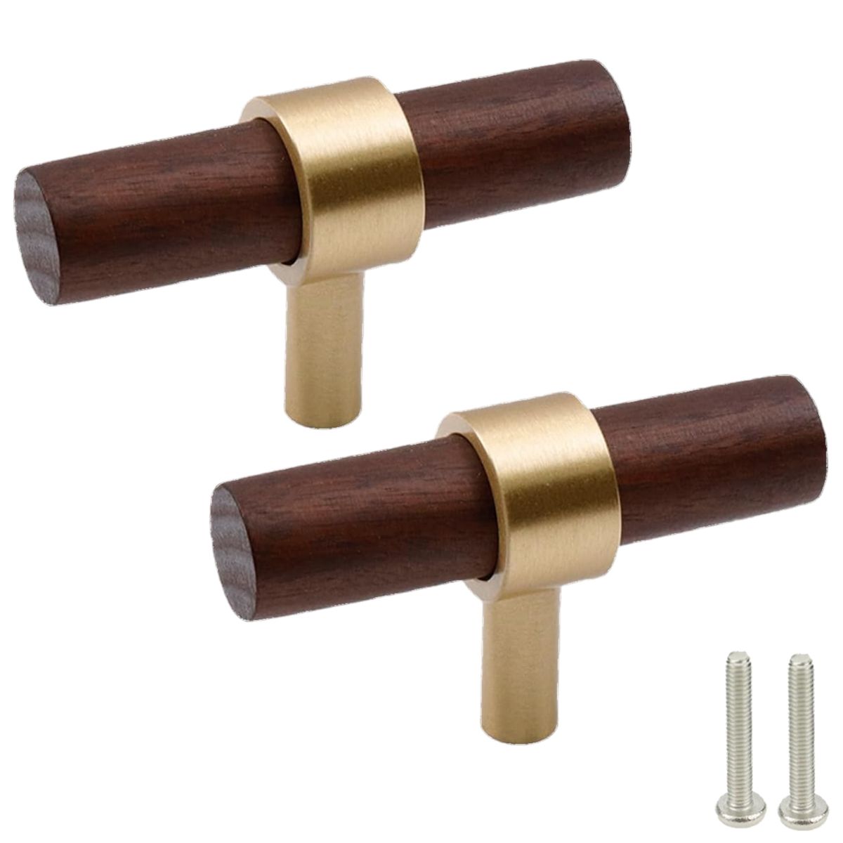 Kitchen Drawer Pulls Wood and Metal Cabinet Handles Knob Set