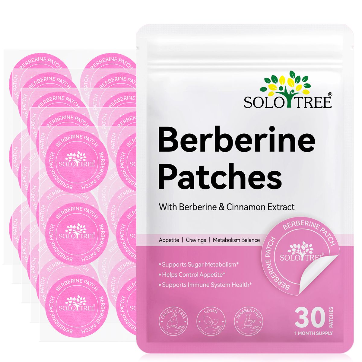 Berberine Patch 30枚入り×4 SoloTree Berberine Patches with Berberine Cinnamon Extracts 30P