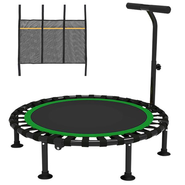 122cm Fitness Trampoline Adjustable Handle Bar with Storage Bag for Home