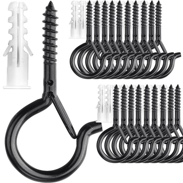 20 Piece Screw Q Hooks Hanger Safety Buckle Hanging Plants Wood Outdoor