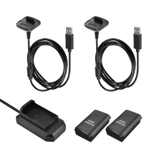Play and Charge Kit Bundle Compatible with Xbox 360 Wireless Controllers