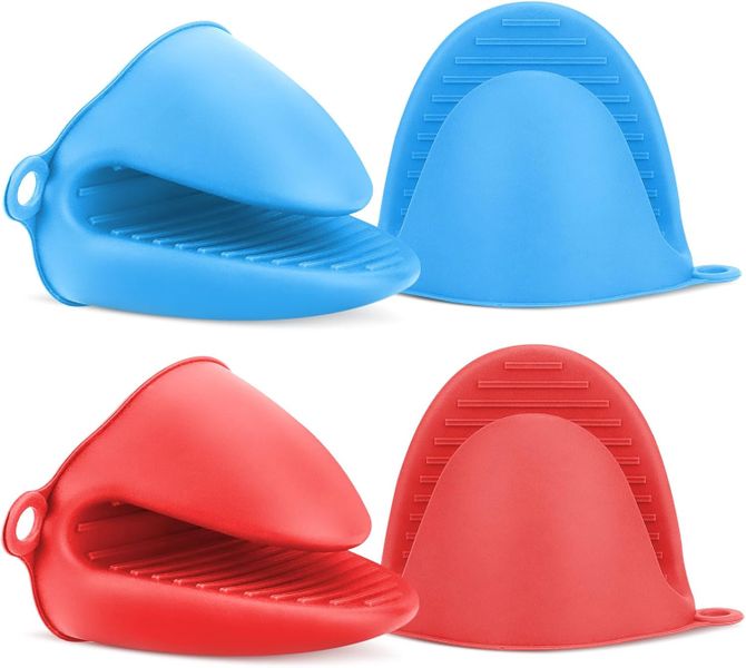 4Piece Oven Mitts Heat Resistant, Mini Silicone Oven Gloves, Pinch Grips Mitts
