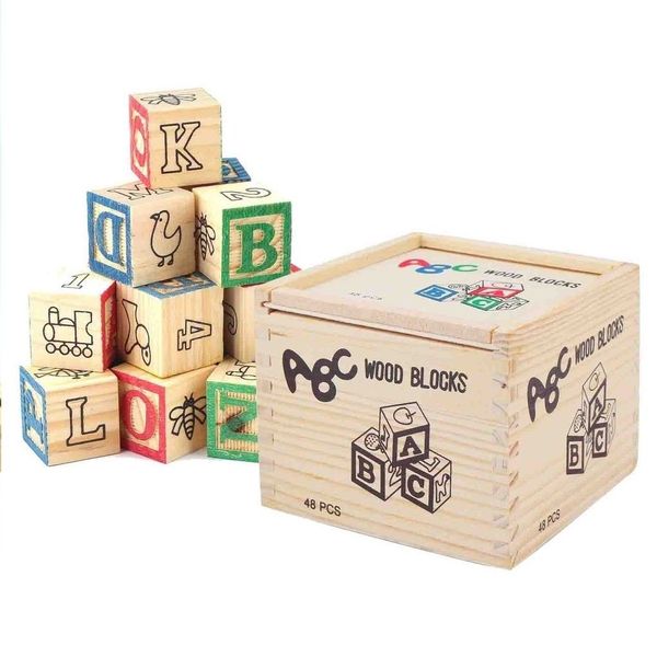 48 Piece Wooden Educational ABC Blocks