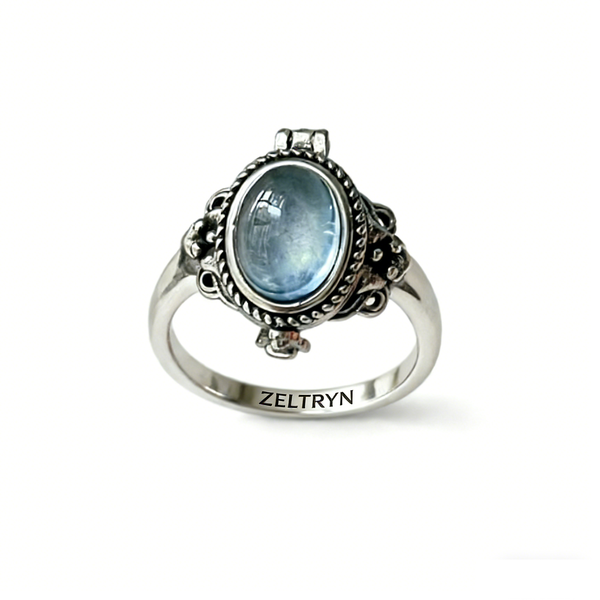 ZELTRYN Retro Light Blue Crystal Ring - One Size Fits All