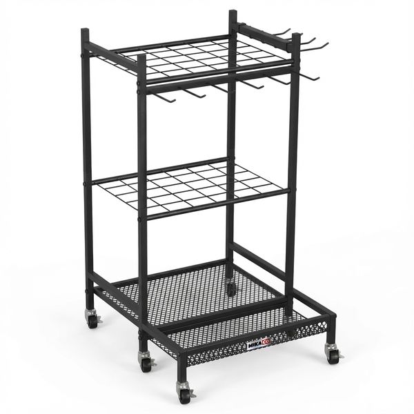 MIkaco Heavy Duty Rolling Garden Tool Storage Rack Garage Tool Organizer