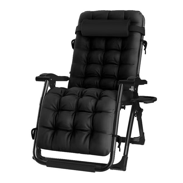 Folding Deck Chair with Cushion (SA-FC-001-BK-BK-BK)