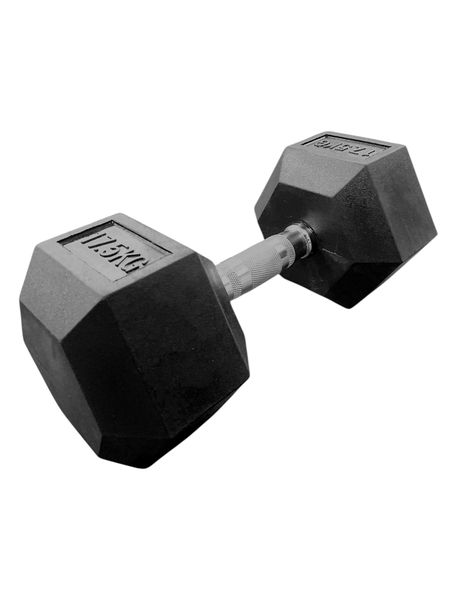 i-Fitness Single 17.5kg Rubber Hexagon Dumbbell