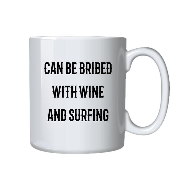 Wine and Surfing Coffee Mug - Best Funny Novelty Cup Gift Ideas for Surfers