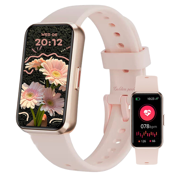 Golden Perfect Women's Smartwatch-Rose Gold Case &amp; Pink Strap, Modern Style