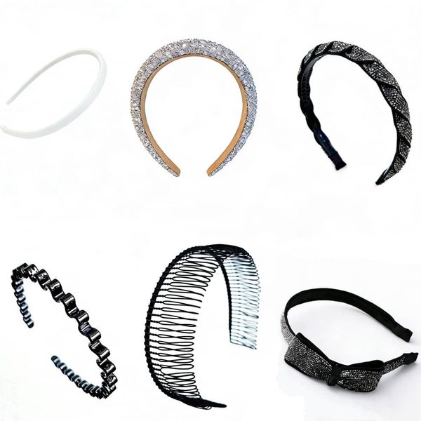 6 Pieces Headband Hard Hair Hoop Non-Slip Teeth Headband Double Hair Bands