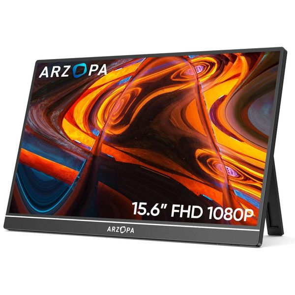 Arzopa - 15.6" Full HD 1080P IPS Screen - Portable Monitor with Stand