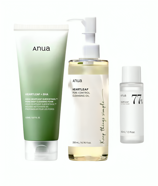 Anua Double Cleansing Set + mini Heartleaf toner