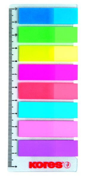 Kores Film Index Strips on Ruler + 'Sign Here', 12 x 45mm, Assorted Colours