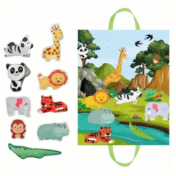 9 Piece Interactive Sound Educational Animal Set with Play Mat and Carrying Bag