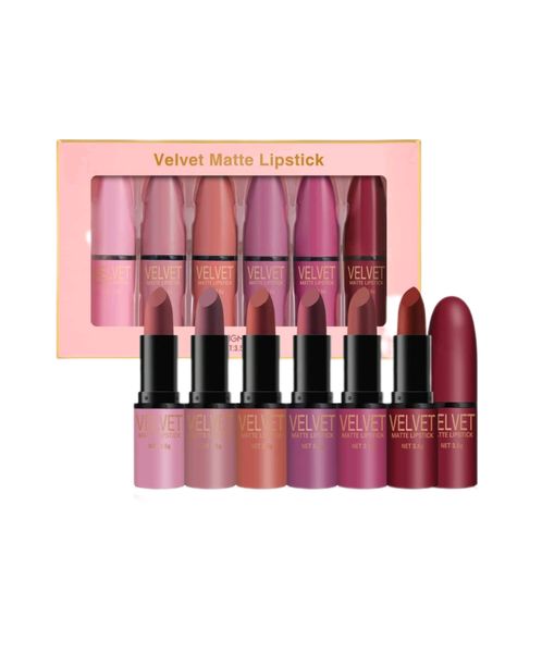 6-Color Velvet Matte Lipstick Set