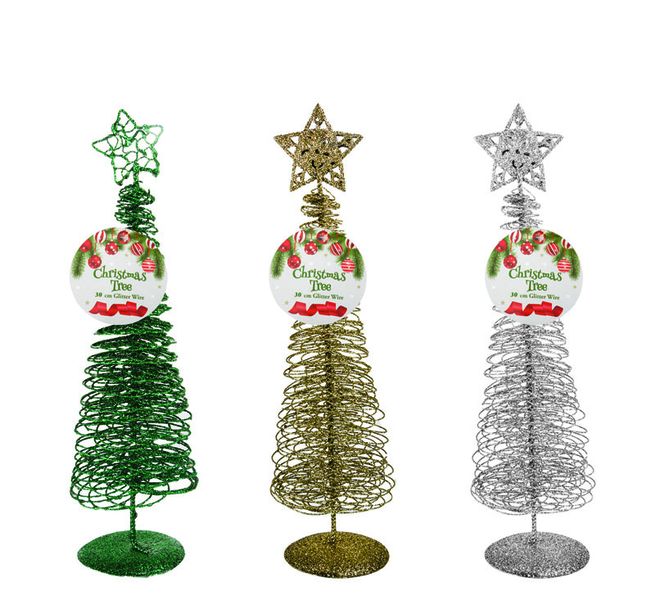 Set of 3 Mini Wire Christmas Tree with Star - 29cm