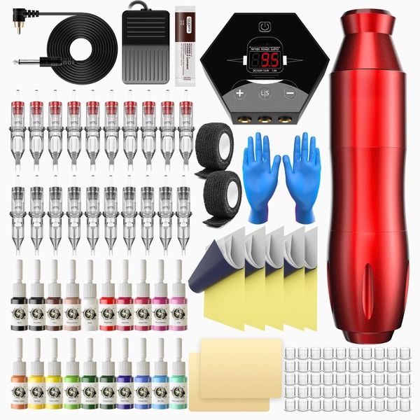 Complete Tattoo Machine Kit Rotary Tattoo Machine Kit Tattoo Needles &amp; Ink