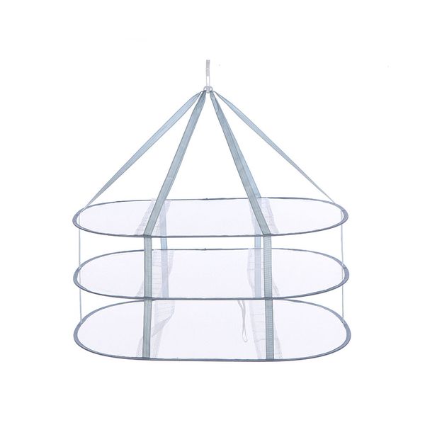 3-Tier Folded Mesh Clothes Hanging Dryer Sweater Drying Rack
