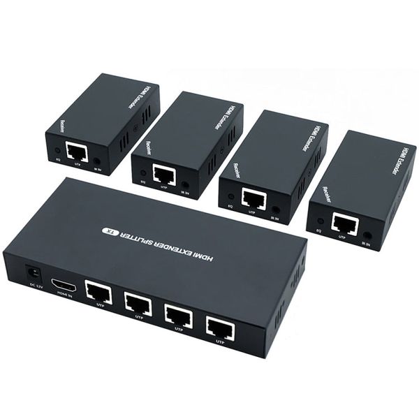 60M HDMI Extender Splitter 1x4 1080P@60Hz Over Cat 5E/6/7 Ethernet Cable