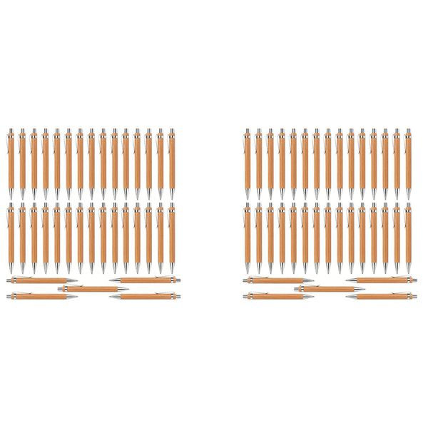 70 Pcs Bamboo Retractable Ballpoint Pen Writing Tool(Black Ink)
