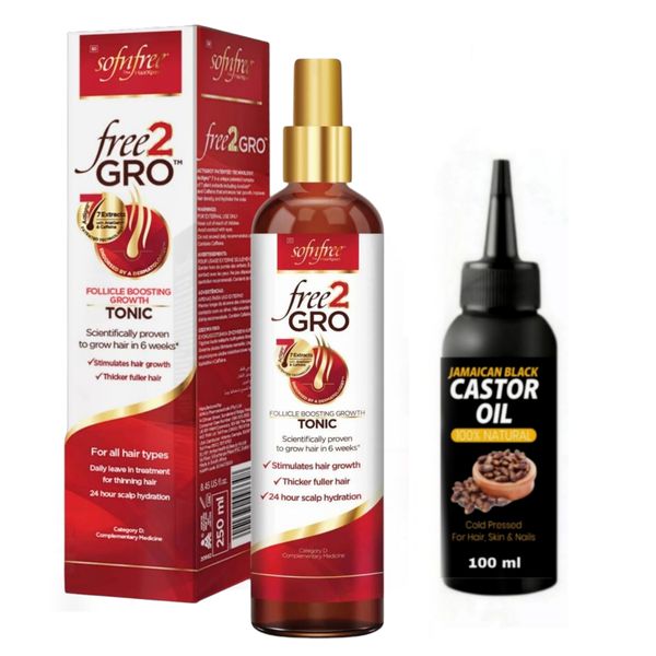 Sofnfree Free2GRO Follicle Boosting Growth Tonic 250ml &amp; 100 ml Castor Oil