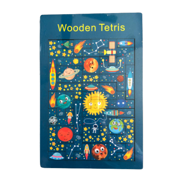 Wooden Tetris Puzzle for Kids - Space Theme