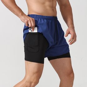 2 in 1 Breathable Quick Drying Men's Sports Shorts Summer Double Lining ...