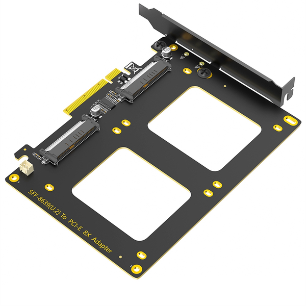 Dual U.2 SSD to PCIe 4.0 X8 Adapter, Support 2 x U.2 SSD or Soft Raid