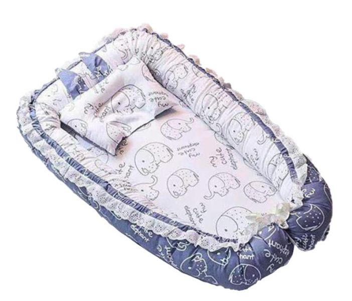 Portable Baby Bassinet - Blue Elephants