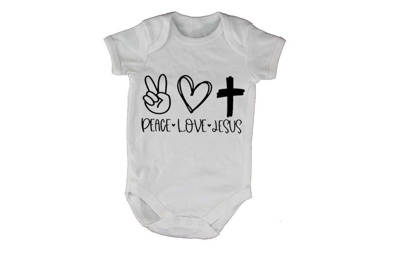 Peace. Love. Jesus - Short Sleeve - Baby Grow