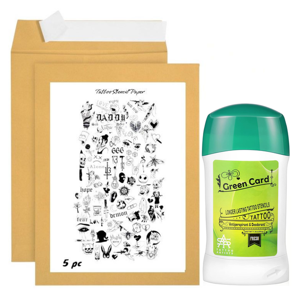 Tattoo Transfer Kit-Stencil Paper 5 Sheets + Roll-On Tattoo Stencil Gel 60g