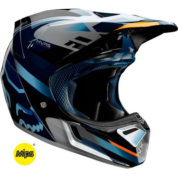 Fox V3 Motif Blue/Silver Helmet