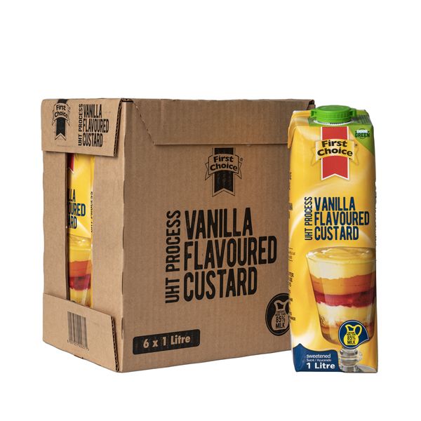 First Choice Vanilla Flavoured Custard - 1 x 6 pack (1L)