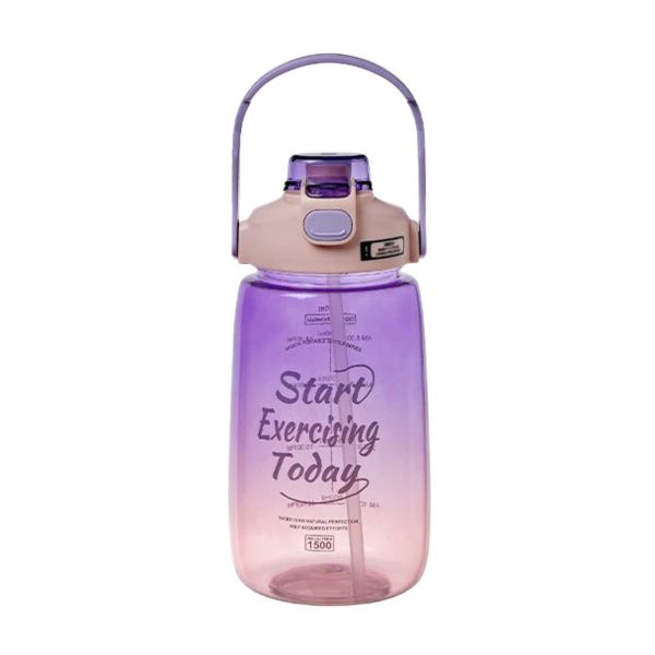 Motivational Water Bottle with Handle and Straw-Premium - 1500ml