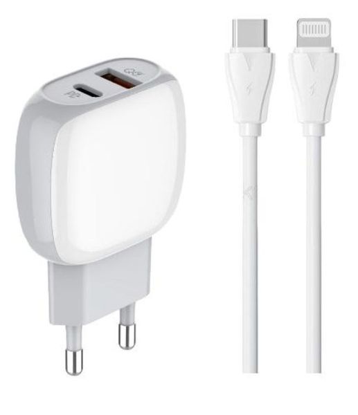 LDNIO PD+QC 3.0 Turbo Power Engine EU Travel Charger &amp; Lightening Cable for Iphone