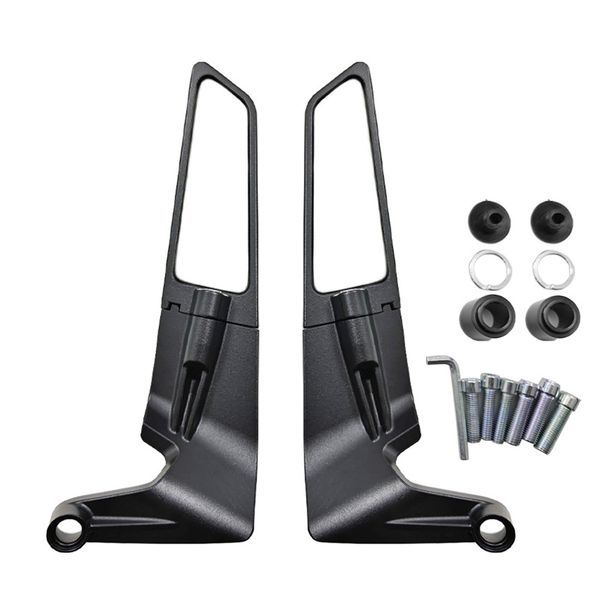 Universal Foldable Motorcycle Rearview Mirrors - Adjustable Black Wing Pair
