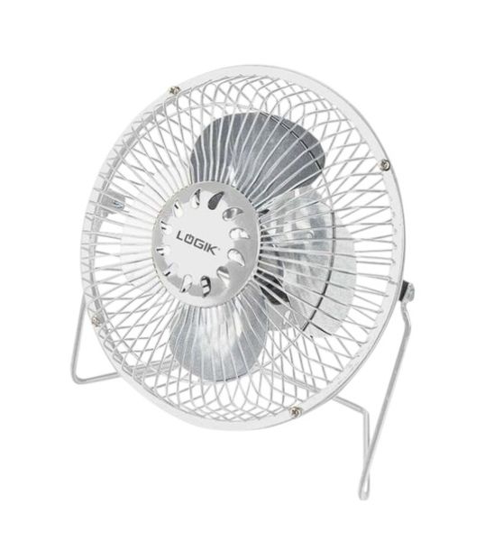 Logik 15cm USB Silver Portable Small Desk Table Fan 4 Blades