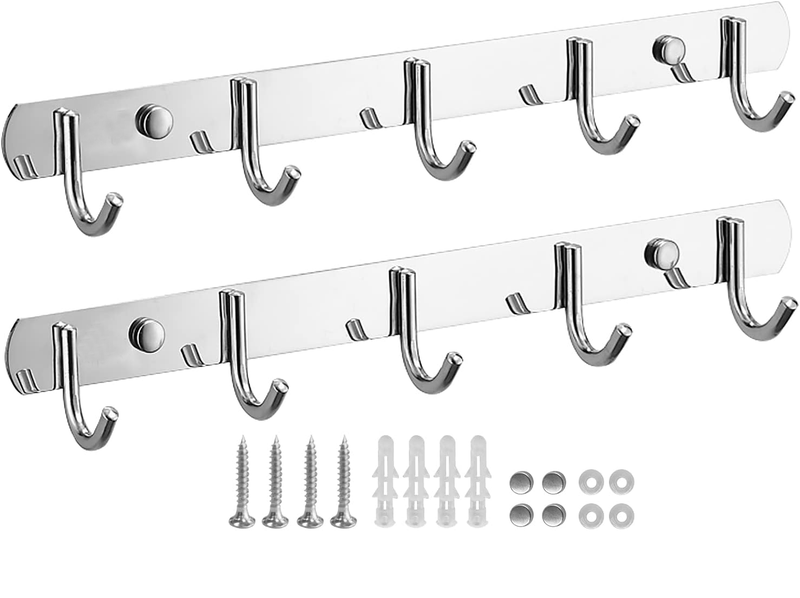 2 Pack Heavy Duty Wall Coat Rack with Hooks