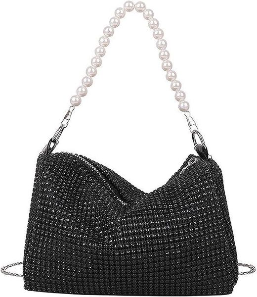 Women's Glitter Bag, Clutch Bag with Removable Chain, Chain Bag