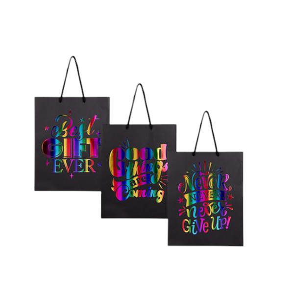 Gift Bag Paper Large English Words Black (25m x 32cm) x 3