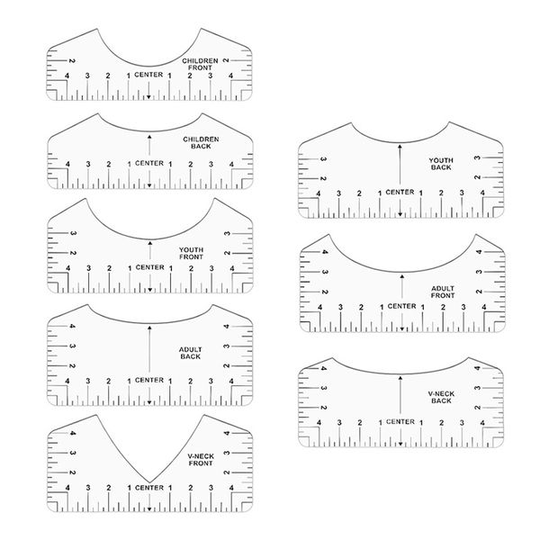 8-In-1 T-Shirt Alignment Tool: Round &amp; V-Neck Ruler For Kids, Youth &amp; Adult