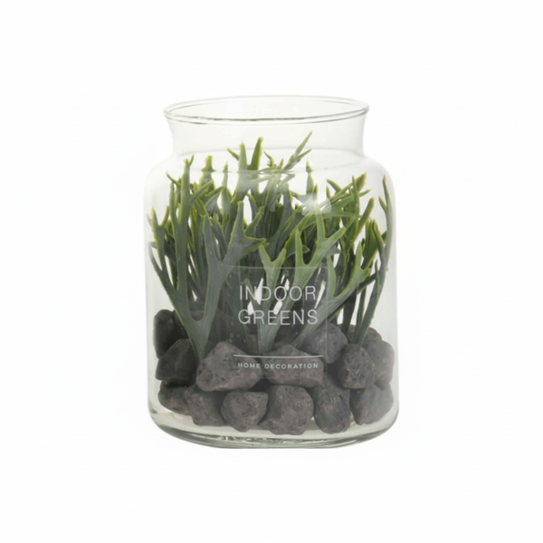 Artificial Mini Sansevieria Succulent in Glass Vase