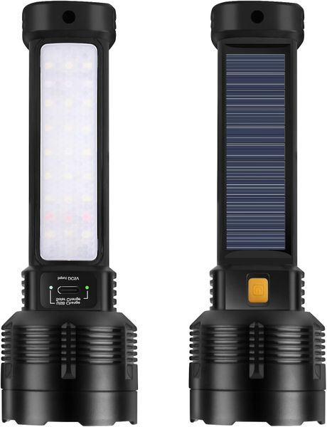 2 Pack LED Solar Energy Rechargeable Flashlight - 20000