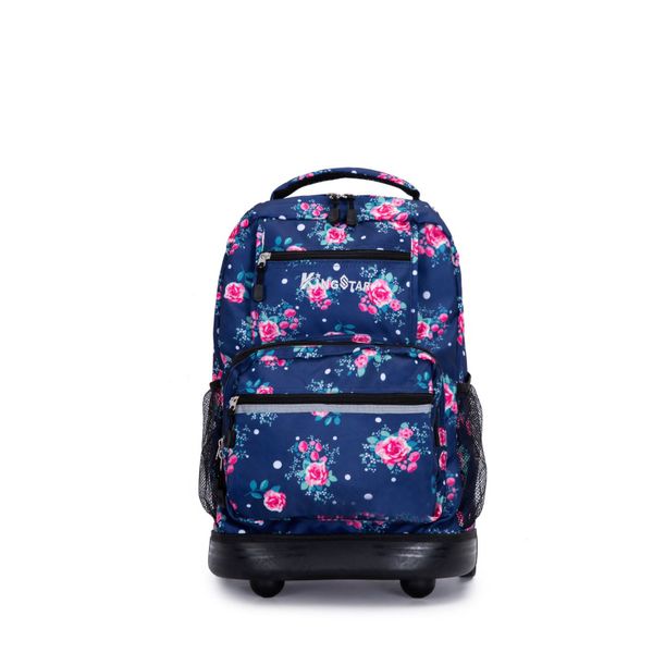 Boys/Girls Durable 18Inch Rolling School Backpack-black