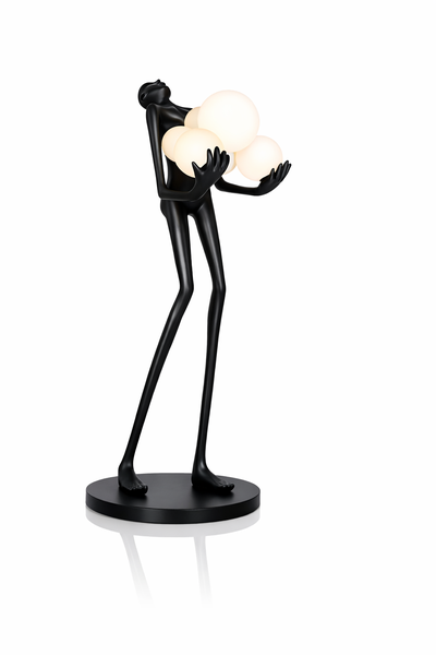 Ziyane Abstract Humanoid Art Statue Floor Lamp - Black